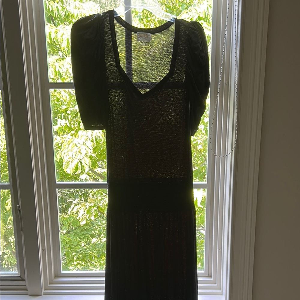 Nation LTD Black Sheer Long Sleeve Dress